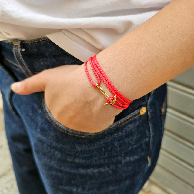 YACHT CREW mini anchor bracelet red