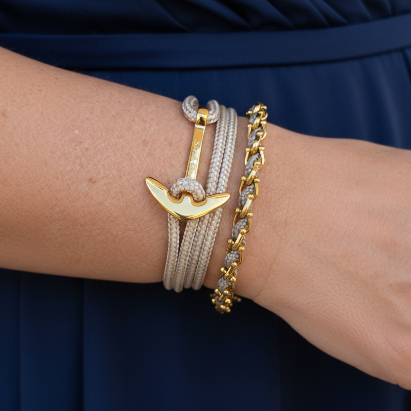 YACHT CREW srednja sidrena narukvica cafe au lait