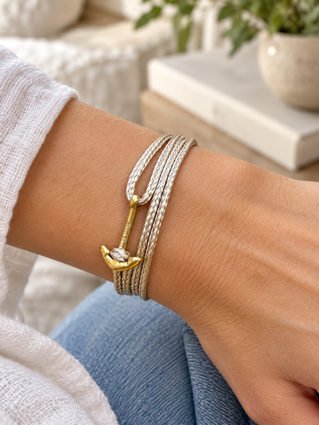 YACHT CREW Mini-Ankerarmband hellbraun