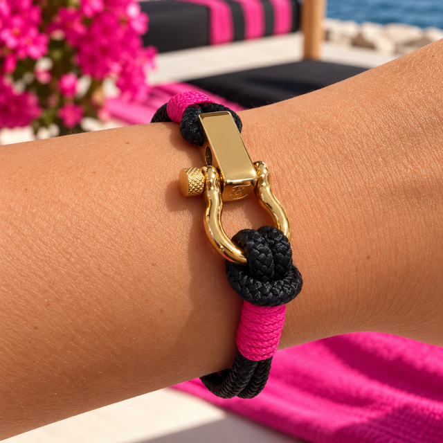ROYAL 3mm nautical clasp bracelet black fuchsia
