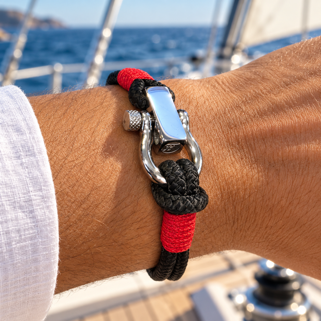 ROYAL 3mm nautical clasp bracelet black red