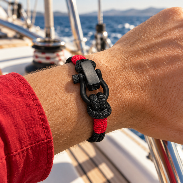 ROYAL 3mm nautical clasp bracelet black red
