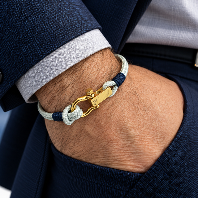 ROYAL 3mm nautical clasp bracelet grey navy blue