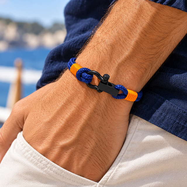 ROYAL 3mm nautical clasp bracelet blue orange
