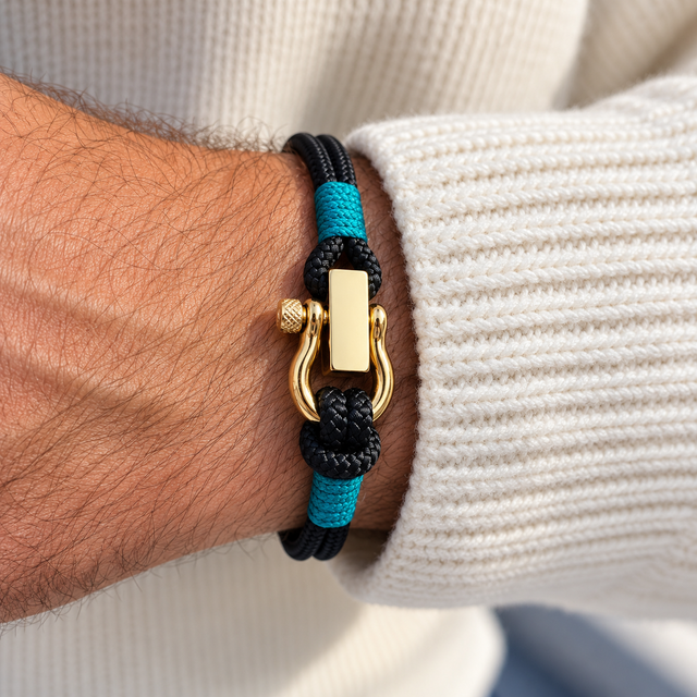 ROYAL 3mm nautical clasp bracelet black teal