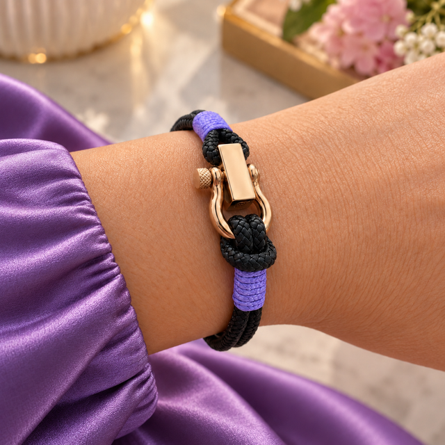 ROYAL 3mm nautical clasp bracelet black purple