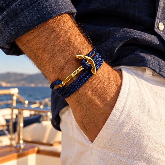 YACHT CREW big anchor bracelet navy blue