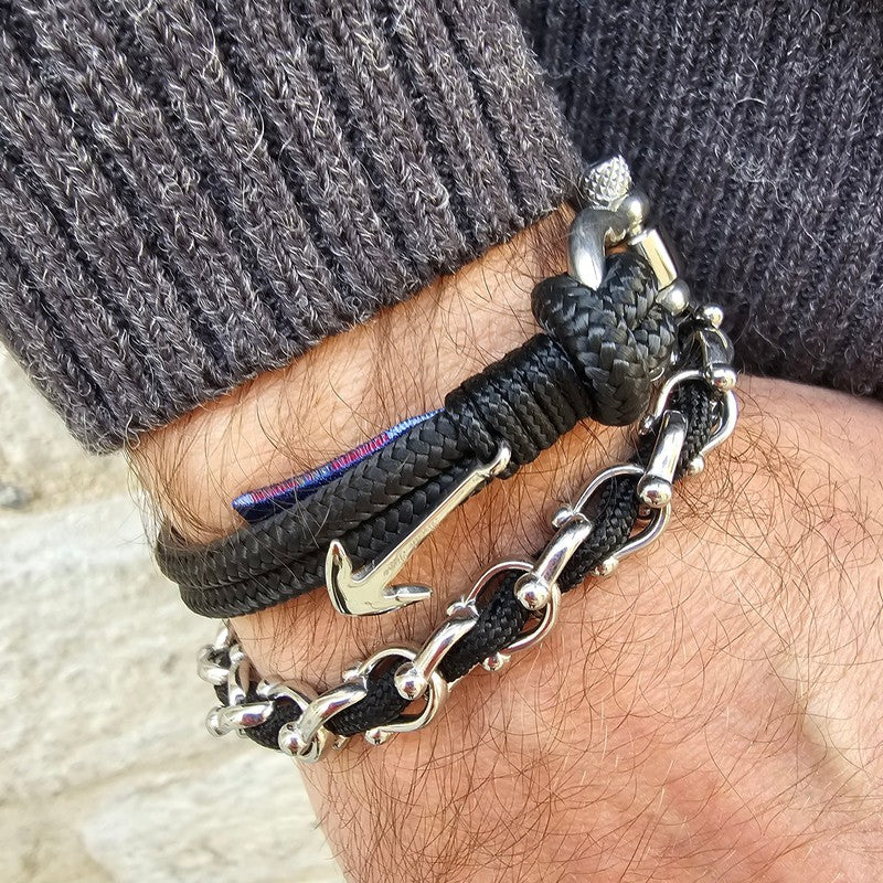 LIMITED EDITION - OCEAN black titanium steel maxi shackles bracelet – Break  Time