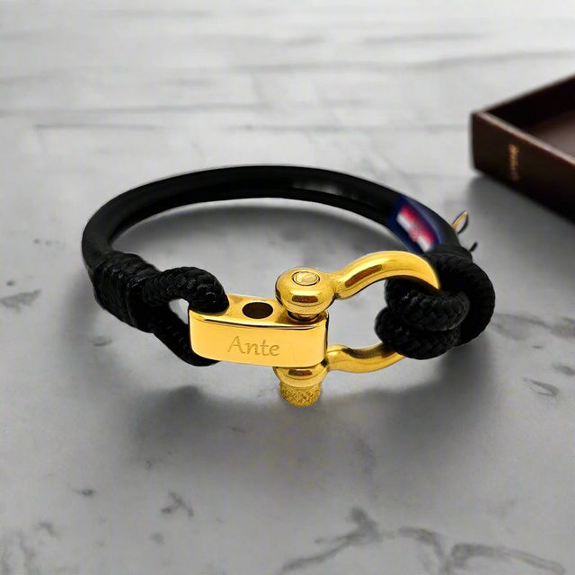 ADRIATICA Nautical Clasp & Anchor Bracelet Black