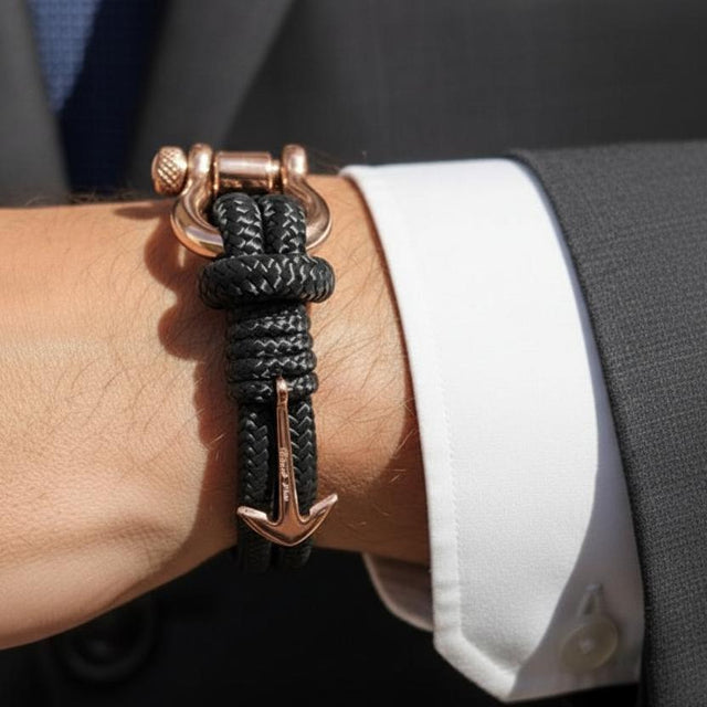 ADRIATICA Nautical Clasp & Anchor Bracelet Black