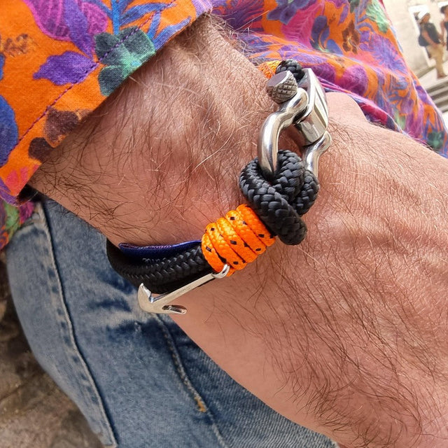 ADRIATICA Nautical Clasp & Anchor Bracelet Black Orange