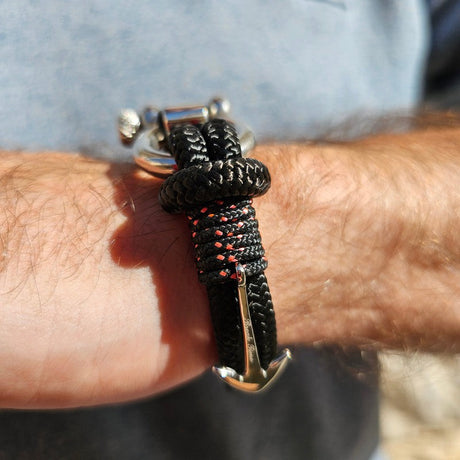 ADRIATICA Nautical Clasp & Anchor Bracelet Black Pink