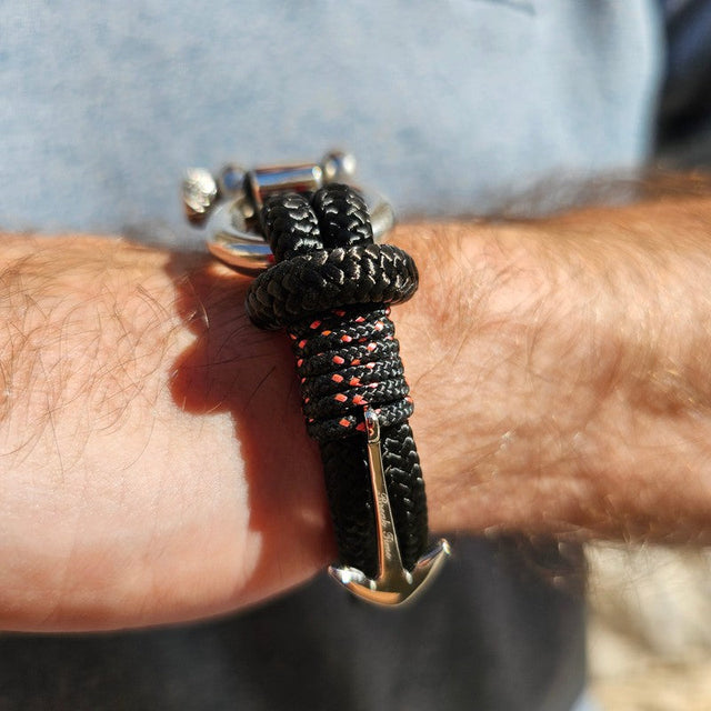 ADRIATICA Nautical Clasp & Anchor Bracelet Black Pink