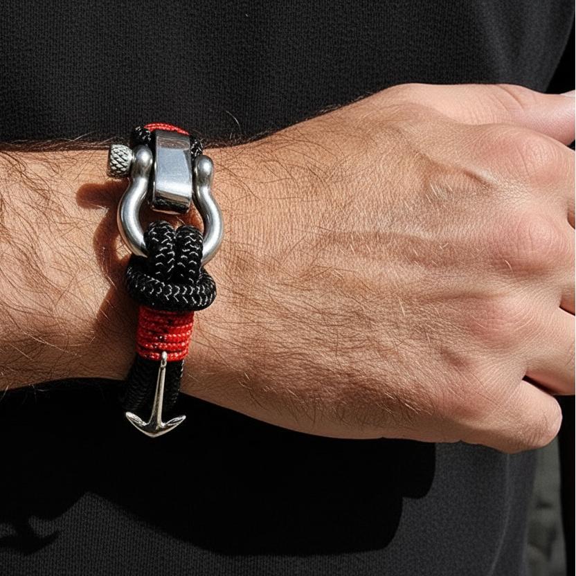ADRIATICA Shackle & Anchor Bracelet Black Red - Break Time Croatia