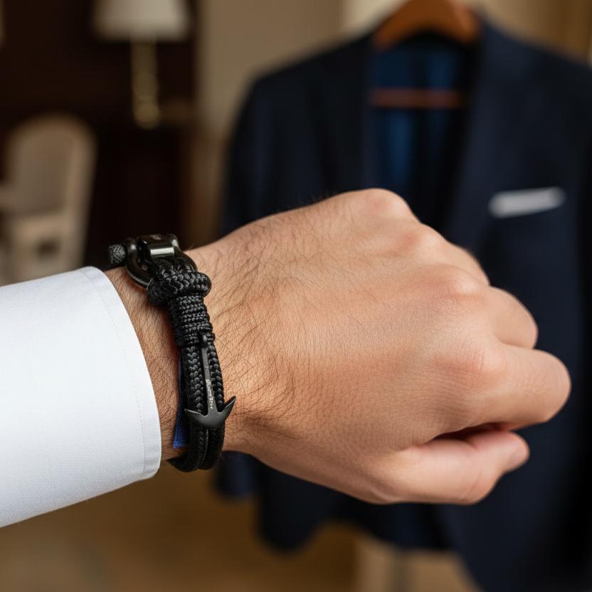 ADRIATICA Shackle & Anchor Bracelet Black - Break Time Croatia