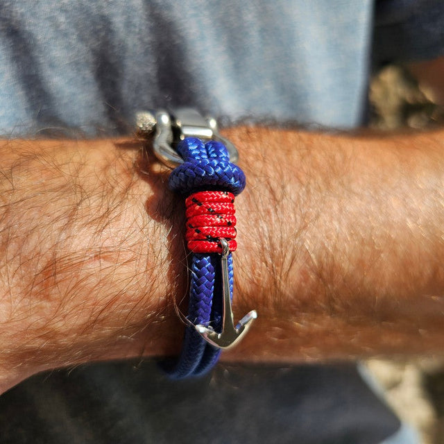 ADRIATICA Nautical Clasp & Anchor Bracelet Blue Red