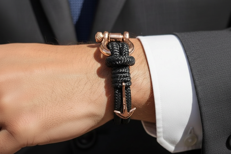 ADRIATICA Shackle & Anchor Bracelet Black