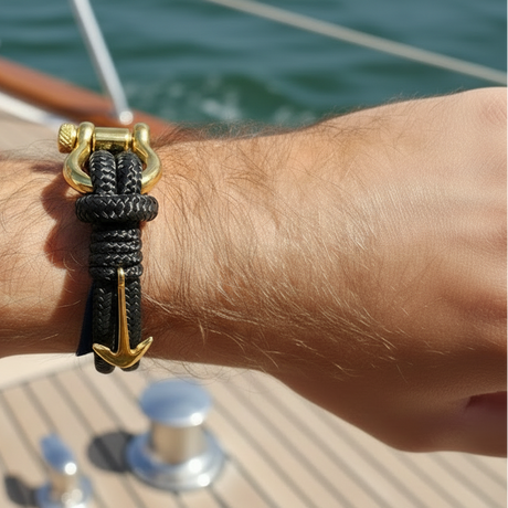 ADRIATICA Shackle & Anchor Bracelet Black
