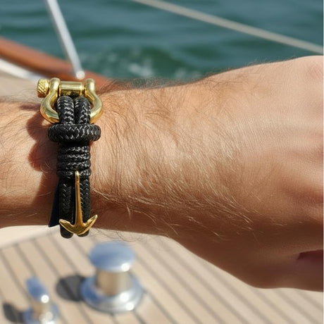 ADRIATICA Shackle & Anchor Bracelet Black