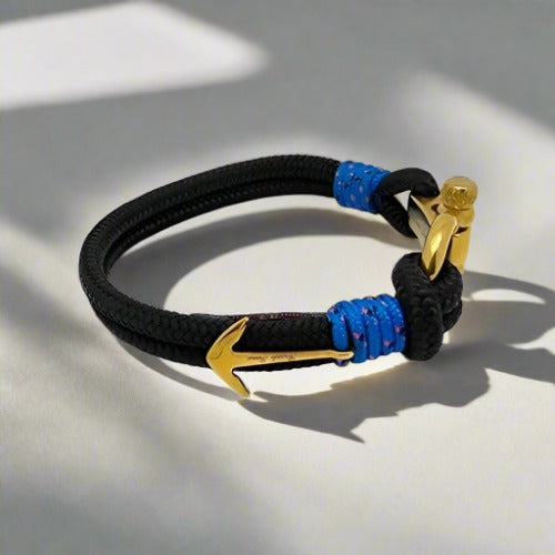 ADRIATICA Shackle & Anchor Bracelet Black Blue
