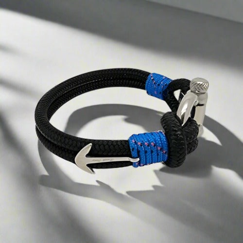 ADRIATICA Shackle & Anchor Bracelet Black Blue