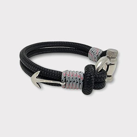 ADRIATICA Shackle & Anchor Bracelet Black Grey