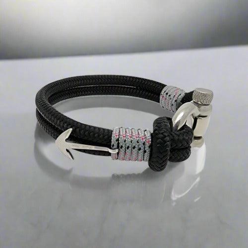 ADRIATICA Shackle & Anchor Bracelet Black Grey