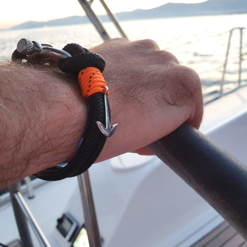 ADRIATICA Shackle & Anchor Bracelet Black Orange