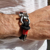 ADRIATICA Shackle & Anchor Bracelet Black Red