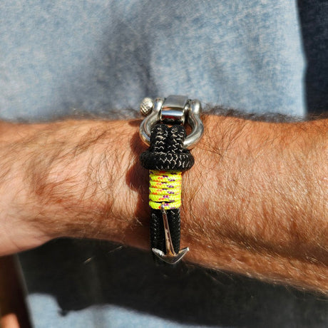 ADRIATICA Shackle & Anchor Bracelet Black Yellow