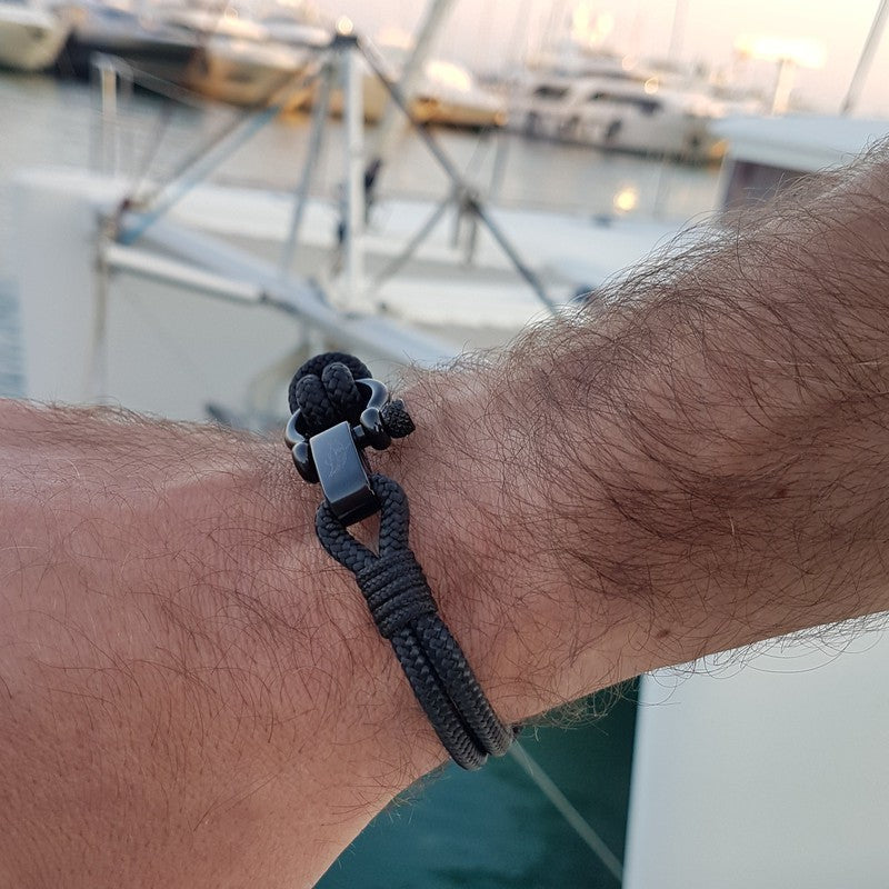 CAPTAIN 4mm Nautical Clasp Bracelet - Black