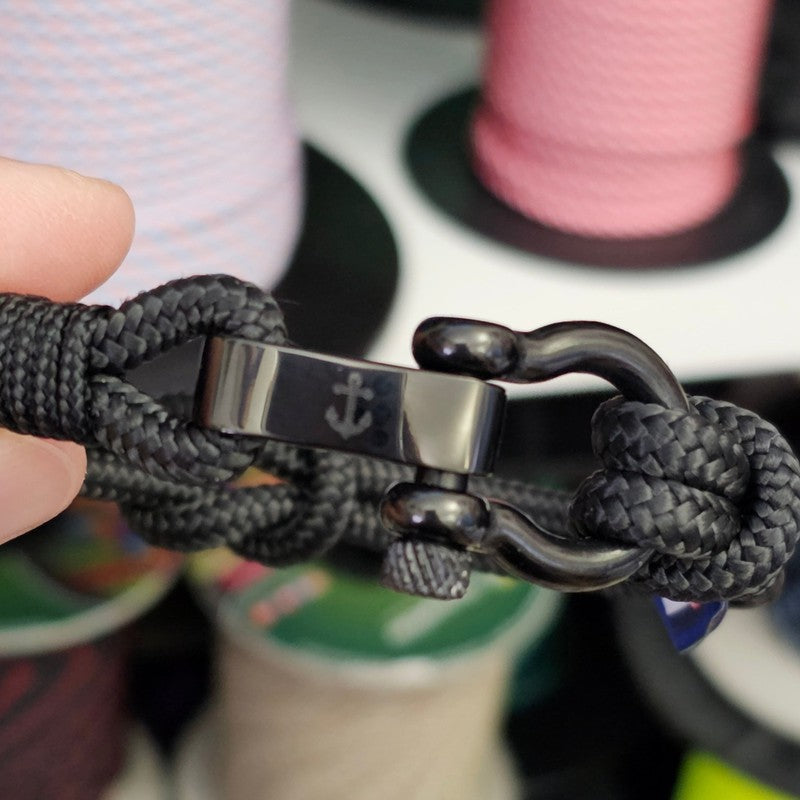 CAPTAIN 4mm Nautical Clasp Bracelet - Black