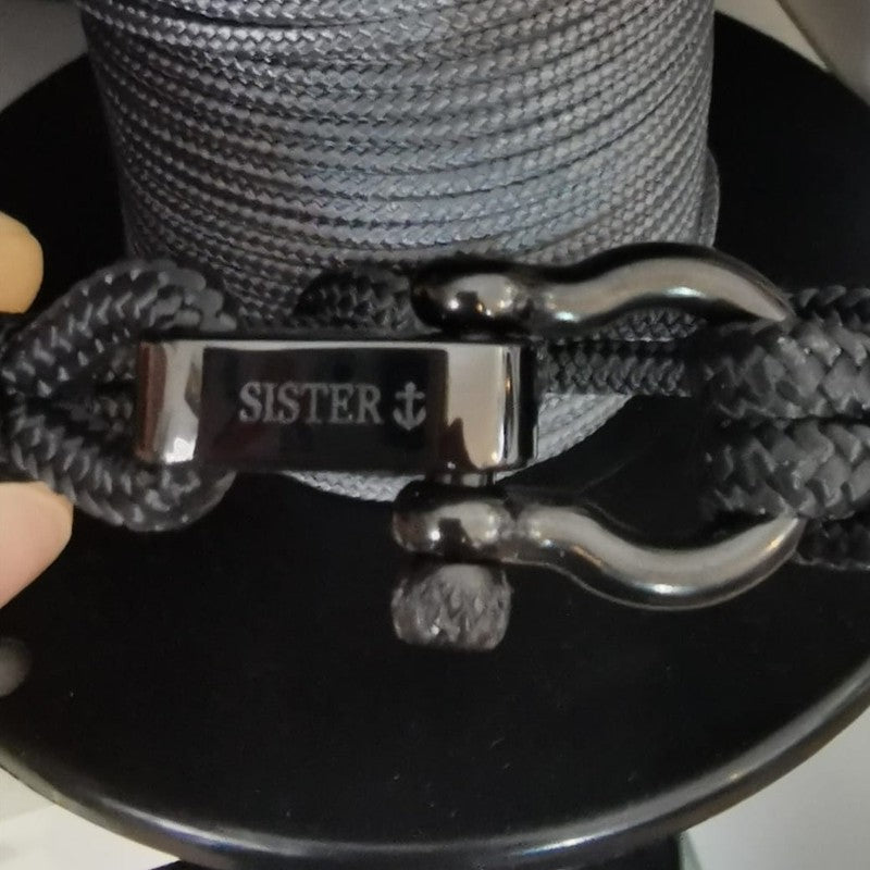 CAPTAIN 4mm Nautical Clasp Bracelet - Black