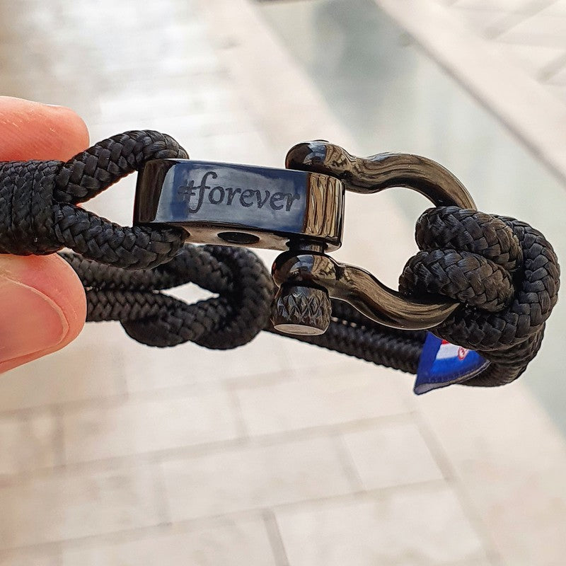 CAPTAIN 4mm Nautical Clasp Bracelet - Black