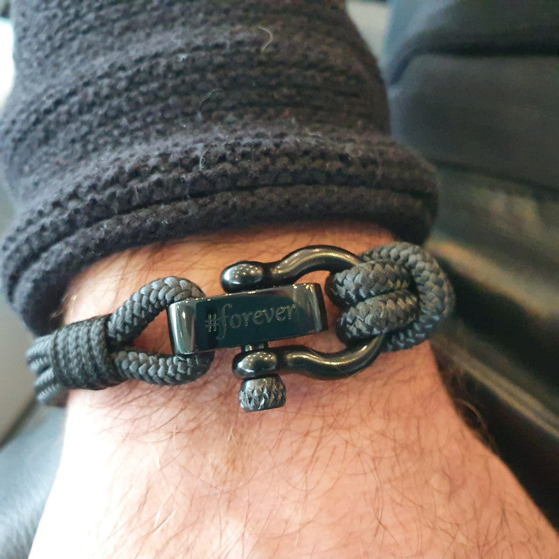 CAPTAIN 4mm Nautical Clasp Bracelet - Black