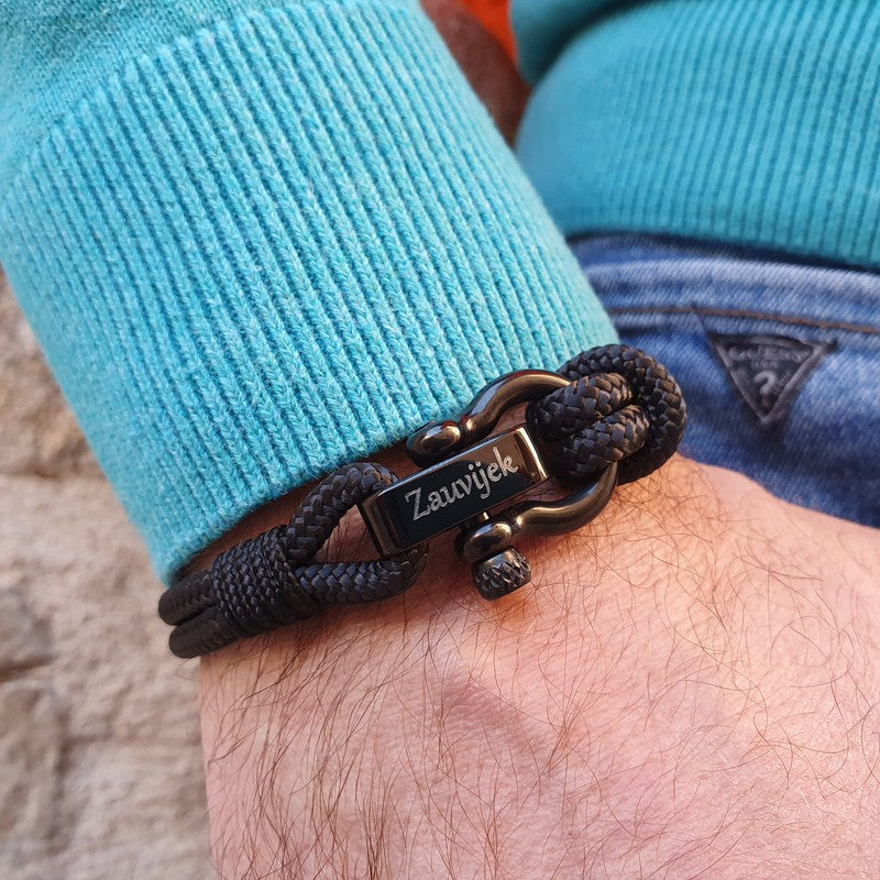 CAPTAIN 4mm Nautical Clasp Bracelet - Black