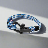 CAPTAIN 4mm Nautical Clasp Bracelet - Blue Mix Black