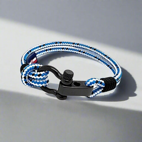 CAPTAIN 4mm Nautical Clasp Bracelet - Blue Mix Black