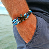 CAPTAIN 4mm Nautical Clasp Bracelet - Blue Mix Black