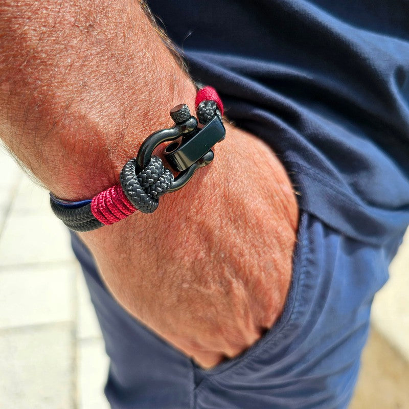 CAPTAIN 4mm Nautical Clasp Bracelet - Burgundy