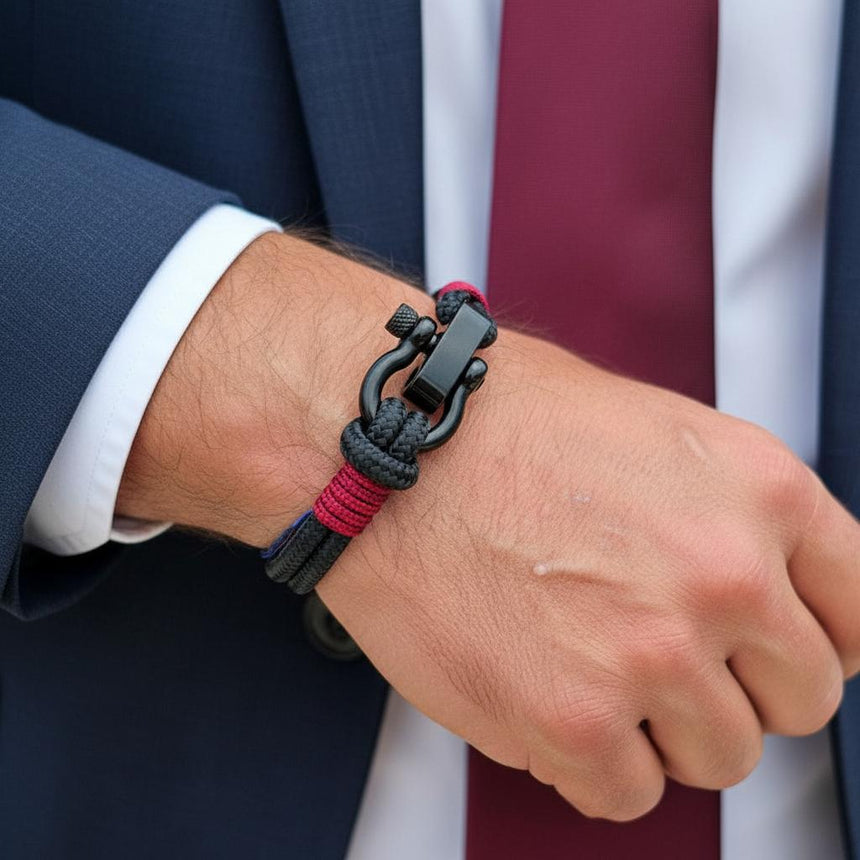 CAPTAIN 4mm Nautical Clasp Bracelet - Burgundy