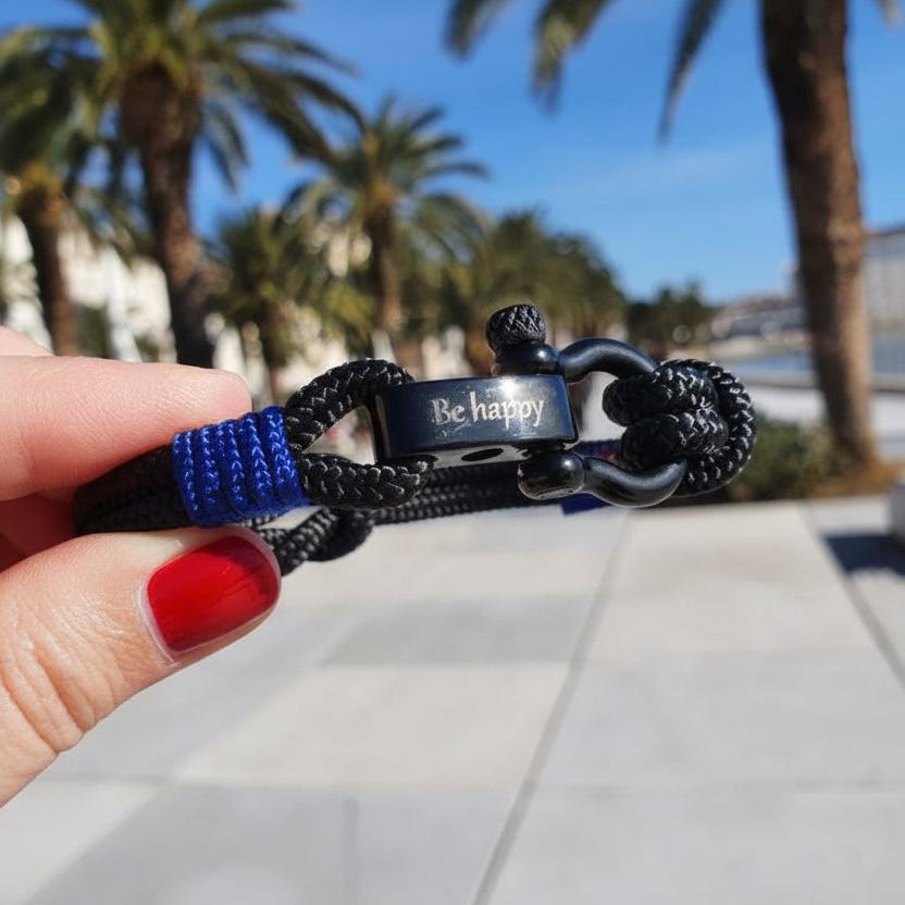 CAPTAIN 4mm Nautical Clasp Bracelet - Electric Blue