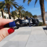 CAPTAIN 4mm Nautical Clasp Bracelet - Electric Blue