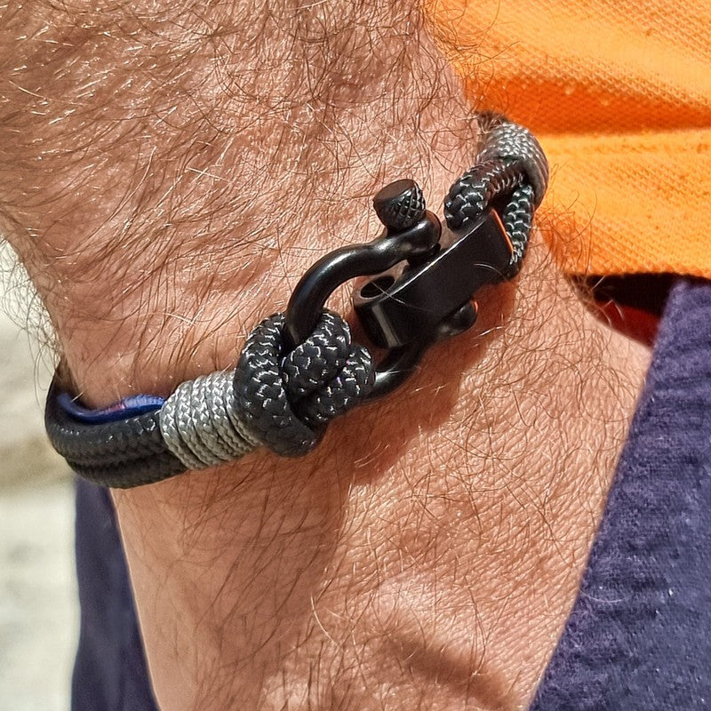 CAPTAIN 4mm Nautical Clasp Bracelet - Grey