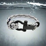 CAPTAIN 4mm Nautical Clasp Bracelet - Grey Mix Black