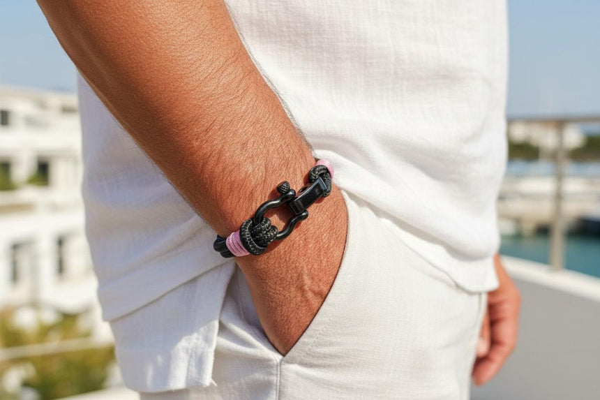 CAPTAIN 4mm Nautical Clasp Bracelet - Lavender Pink