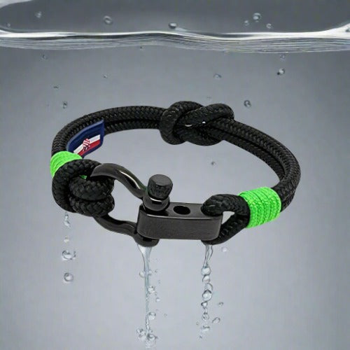 CAPTAIN 4mm Nautical Clasp Bracelet - Neon Green