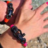 CAPTAIN 4mm Nautical Clasp Bracelet - Neon Pink