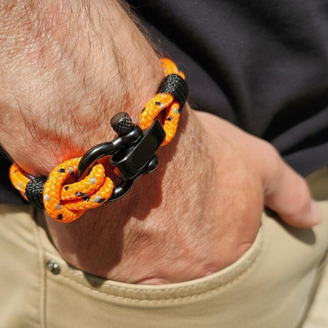 CAPTAIN 4mm Nautical Clasp Bracelet - Orange Mix