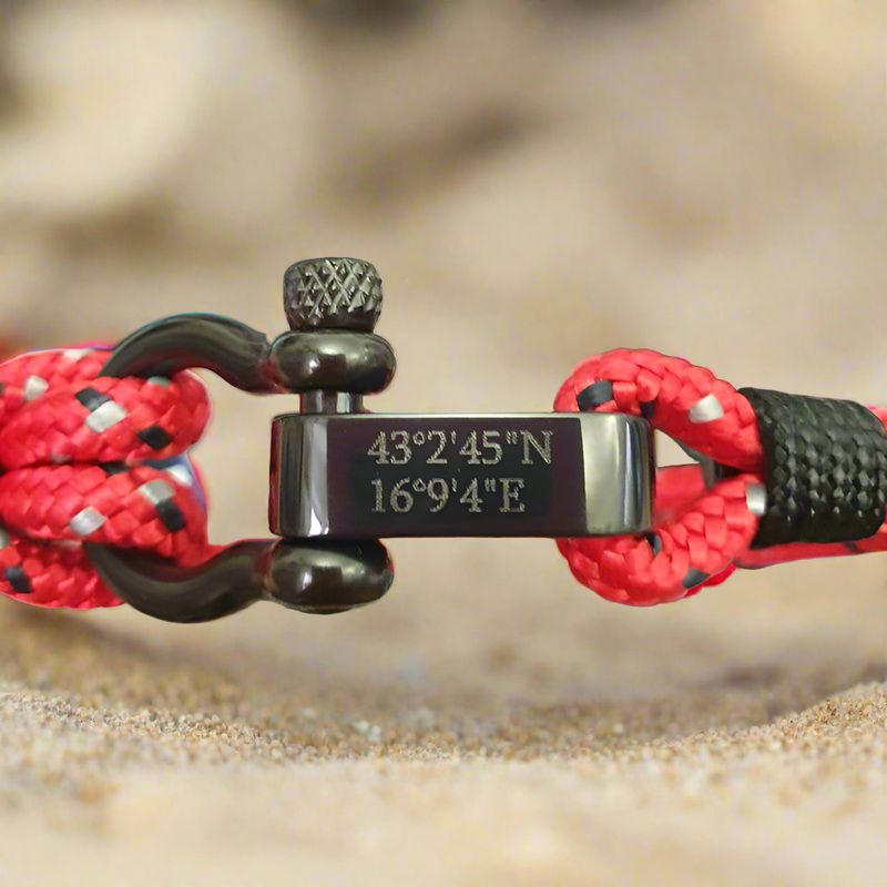 CAPTAIN 4mm Nautical Clasp Bracelet - Red Mix